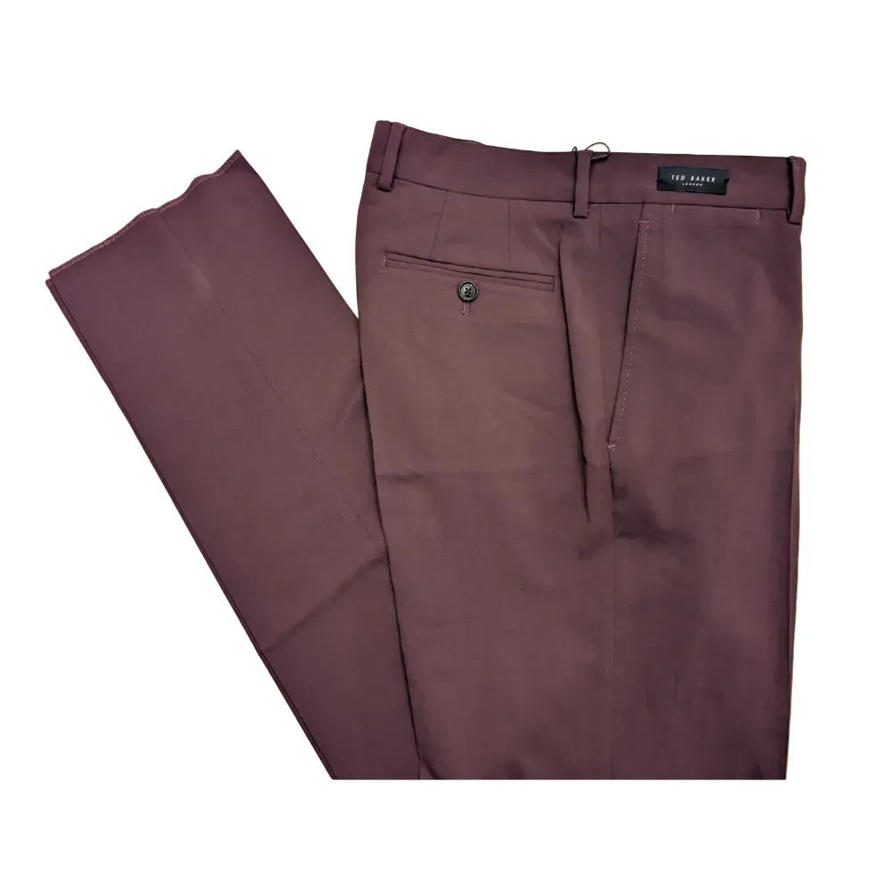 Ted Baker London Jefferson Maroon Wool Blend Dress Pants Sz 32R NWT $348